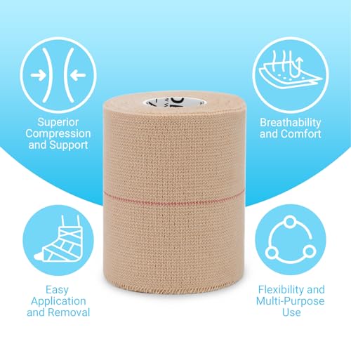 OK TAPE Elastic Adhesive Bandage Wrap 3 Inch x 5 Yards Beige - 4 Rolls
