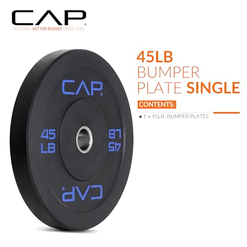 45lbs Rubber Olympic Bumper Plate - Single for Home Gym