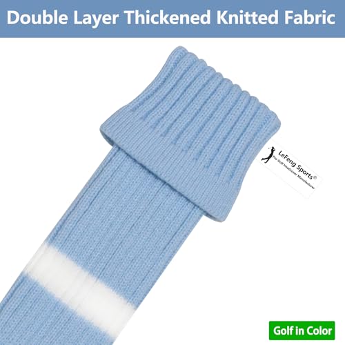 Knitted Golf Head Cover for Driver & Hybrid - Blue White Plaid