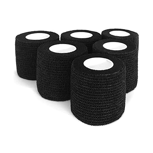 EAmber Black Camouflage Wrap Tape 6 Rolls - Self-Adhesive Hunting Bandage for Outdoor Concealment