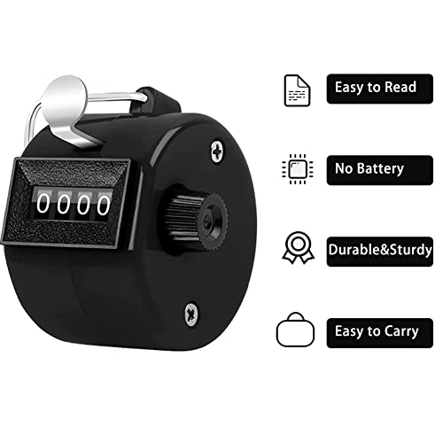 4-Digit Handheld Counter Clicker - 9999 Count, 4-Pack Black & White