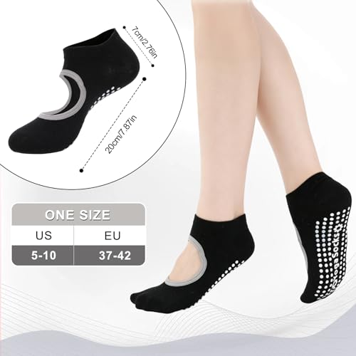 Women's Anti-Skid Yoga Socks - Non-Slip Pilates Socks - Light Gray, Pink, Purple, Blue, Black