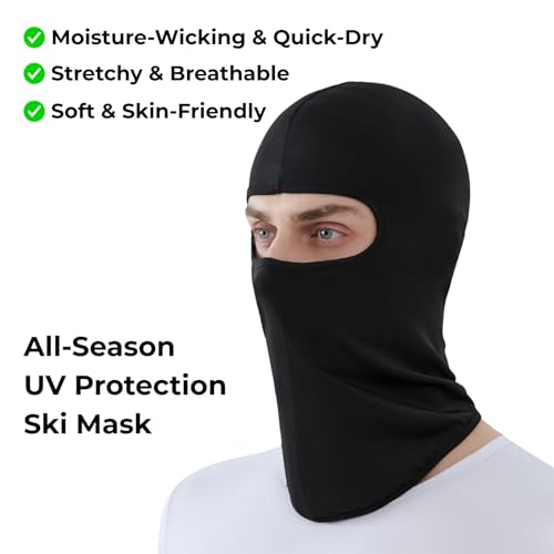 Balaclava Summer Cooling Face Mask - Lightweight UV Protection - Black