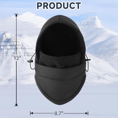 Windproof Balaclava Ski Mask - Adjustable Cold Weather Face Cover - Black