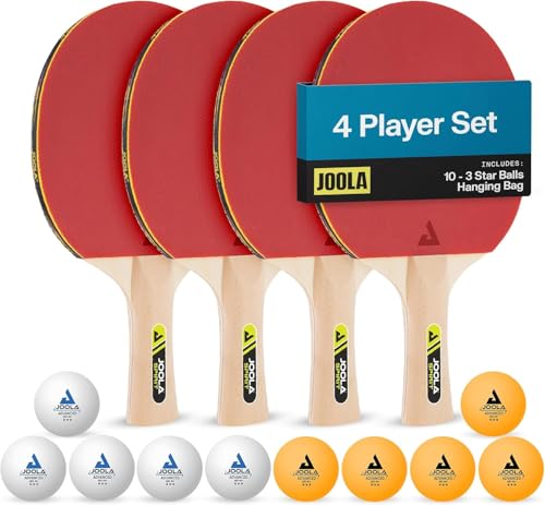 Ping Pong Paddle Set - 4 Premium Rackets with 10 Balls - Pack of 1