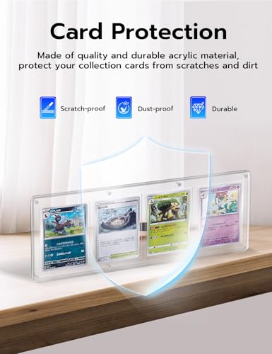 Universal Magnetic Acrylic Game Card Case - 4 Slot Holder for Standard Cards