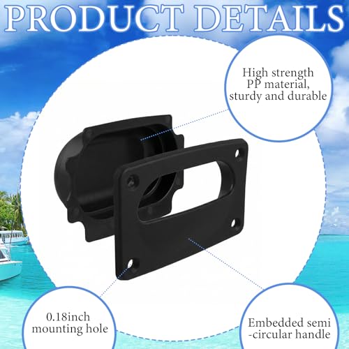 BBTO 2 Pcs Marine Hatch Handle Black Recessed Boat Accessory with Screws