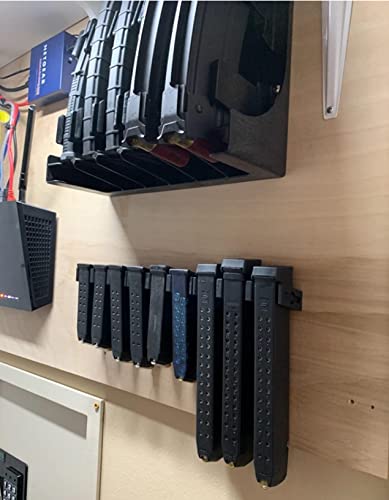Tactical Pro Sports Wall Mount Magazine Holder for Glock 17 19 26 31 32 33 34 – Holds 6 Mags, 2 Mounts, Discreet Storage System