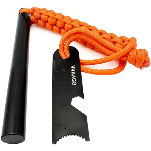 Ferro Rod Fire Starter and Striker Kit - 4 Inch - Orange