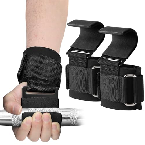 Heavy Duty Weight Lifting Hooks - Adjustable Wrist Supports for Deadlifts & Pull-Ups