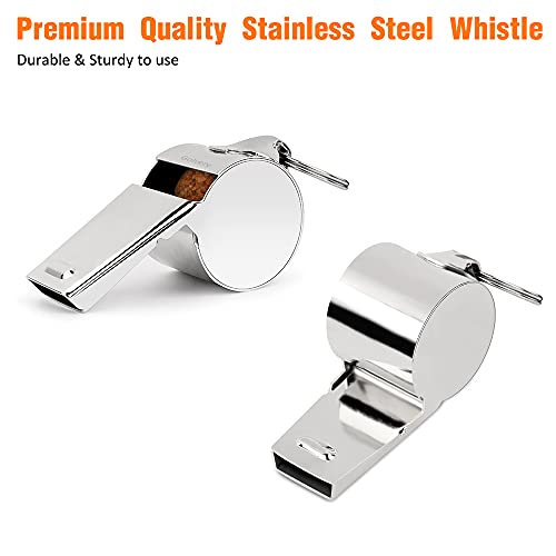 Stainless Steel Sports Whistle with Lanyard - Loud Referee Coach Whistle