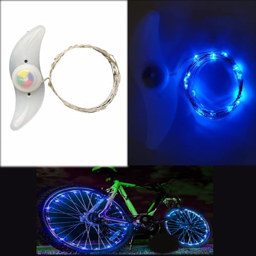 LED Bike Wheel Light - Night Cycling Light with 3 Modes - Blue, 2 Pack