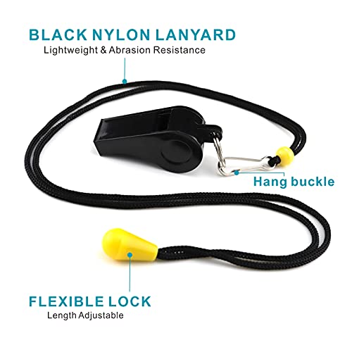 8 Pack Colorful Whistles with Lanyards - Loud & Clear Sound
