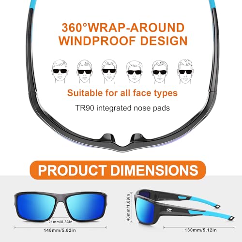Polarized Sports Sunglasses with UV Protection for Men & Women