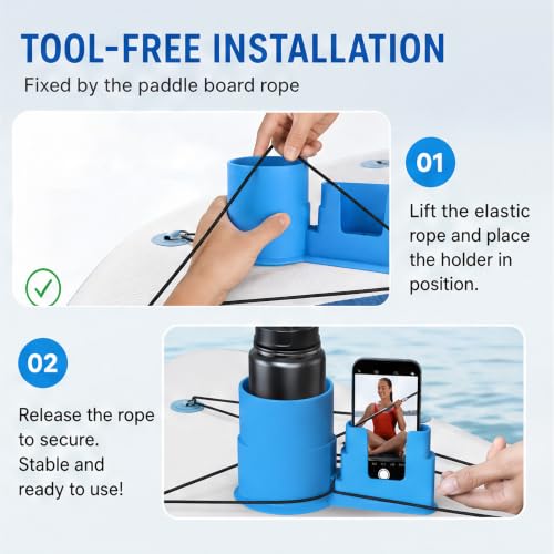 Covedot Blue 2-in-1 Paddle Board Cup Holder & Phone Mount