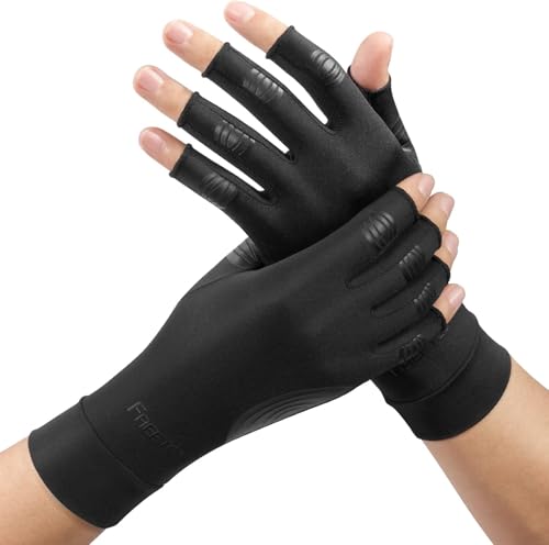 FREETOO Copper Compression Gloves Women Men Small Black Arthritis Support