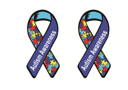 Autism Awareness Ribbon Stickers - 2 Pack Hard Hat & Car Decals