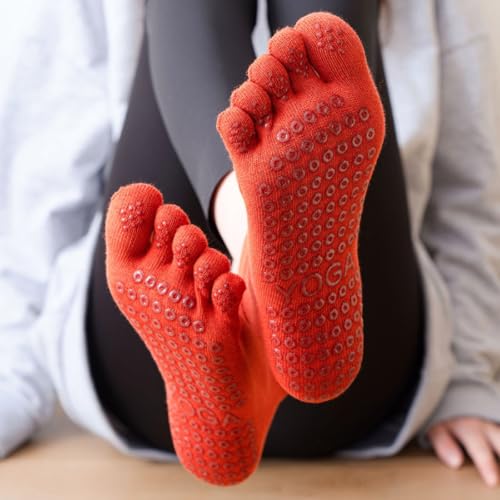 Non-Slip Five Toe Socks for Yoga & Pilates - Combed Cotton - Light Green