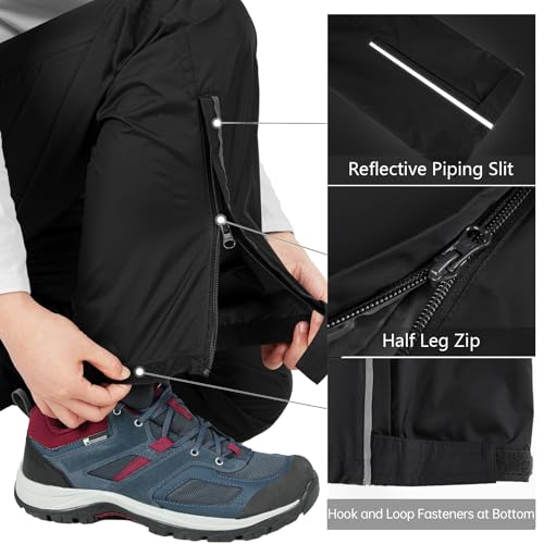 Women's Lightweight Waterproof Rain Pants - 33,000ft, Medium, Black