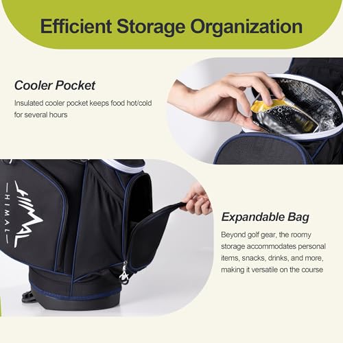 Lightweight 14-Way Golf Stand Bag - Black with 10 Pockets