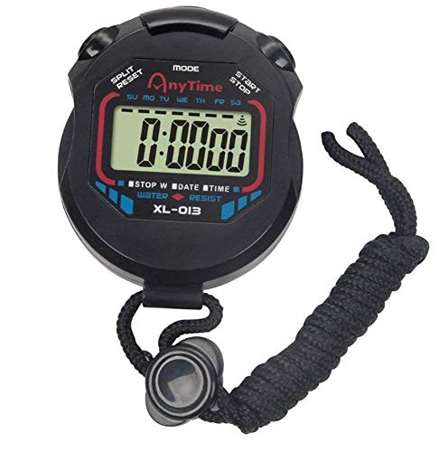 Digital Handheld Stopwatch with LCD Display - Black