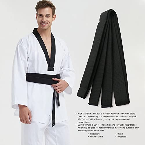 8.6ft Soft Black Martial Arts Belt for Karate & Taekwondo