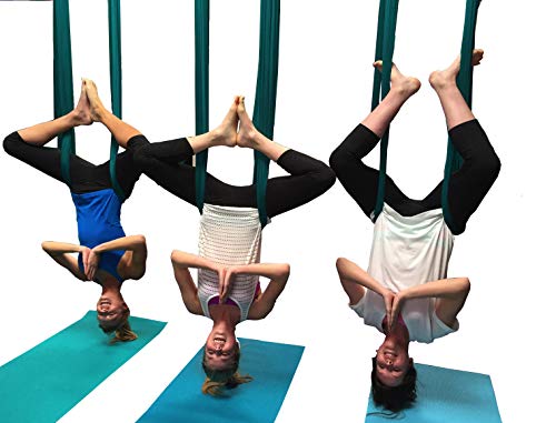 Aerial Silk Yoga Hammock & Swing - Blackish Green with Hardware Kit