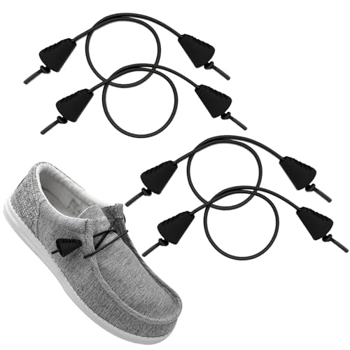 Elastic Shoe Laces - 2 Pairs Black 14in/35cm for Hey Dude