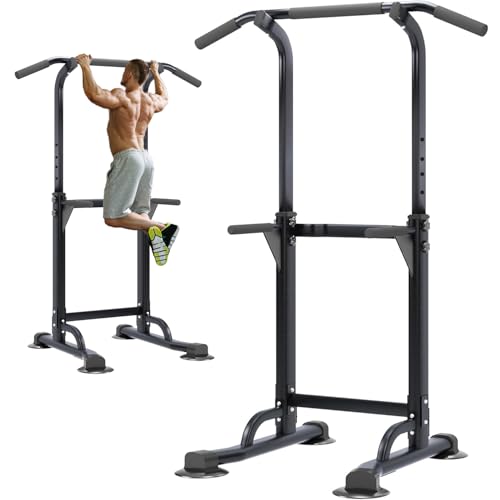 Power Tower Pull Up Bar Station - Height Adjustable, Black