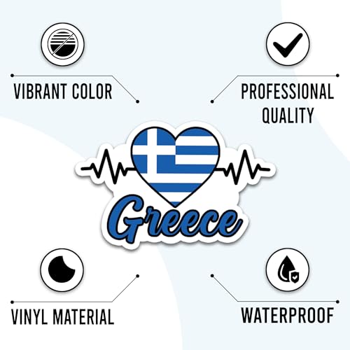 Greece Travel Stickers 50 Pieces Vinyl Waterproof Decal for Laptop Water Bottle Phone Car Window Bike Motorcycle Stakeboard Scrapbook Greek Civilization Sticker Gifts