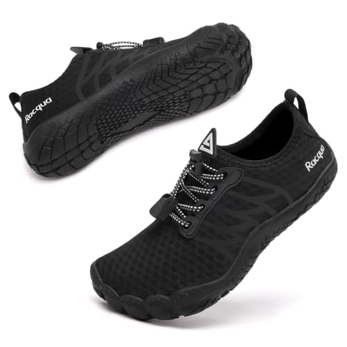 Racqua Kids Water Shoes for Boys Girls - Quick-Dry Aqua Shoes, Big Kid (Wzk1660-Black, Size 6)