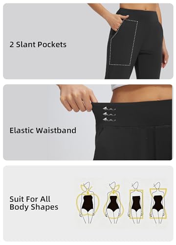 Libin Women's Golf Pants – Stretchy Travel Ankle Sweatpants, Regular 27" Inseam, Black, Large