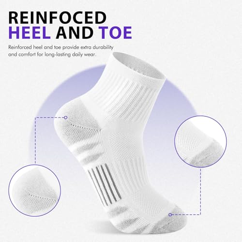 Athletic Running Ankle Socks for Women - 5 Pairs, Grey