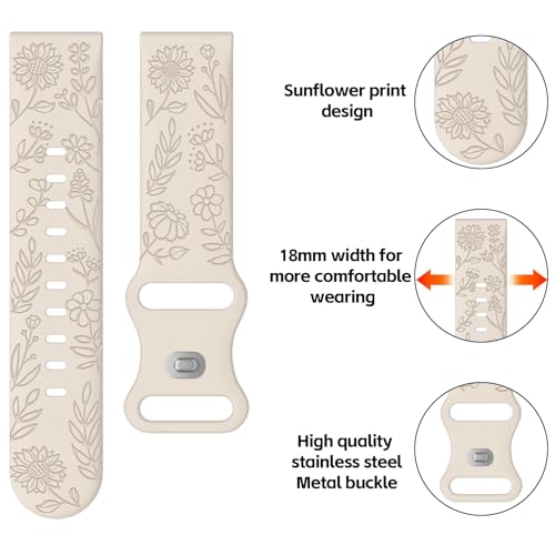 Sunflower Silicone Band - 18mm Soft Replacement Wristband for Garmin Venu 3S/Vivoactive 4S/Venu 2S/Venu 4/Vivomove 3S - Starlight