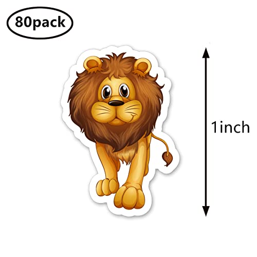 Lion Animal Stickers - 1 Inch, 80 Pack for Scrapbooking & Crafts