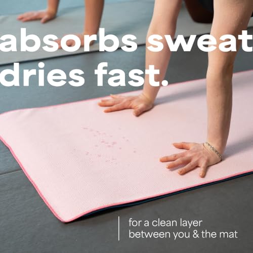 Microfiber Yoga Mat Towel with Silicone Grip - Pink, 24" x 72"