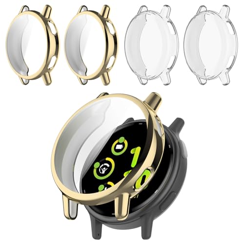 Soft TPU Screen Protector Case for Garmin Vivoactive 5 - 2 Clear + 2 Gold