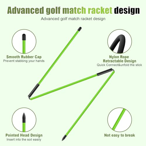Jsportic Green 48" Collapsible Golf Alignment Sticks Set with 10 Tees