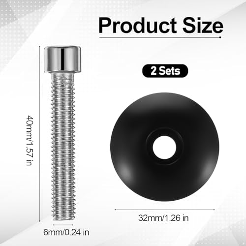Bicycle Headset Stem Top Cap - 2 Sets Black Aluminum Alloy