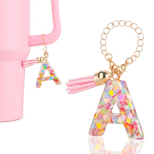Cute Pink Letter A Keychain Charm for Stanley Cup Tumbler