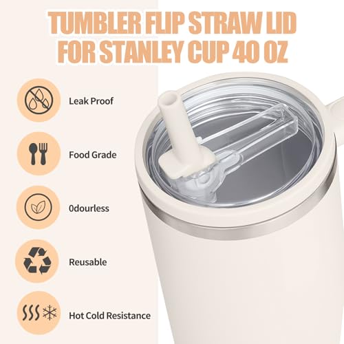 40oz Tumbler Lid Replacement with Flip Straw - 2 Pack Black