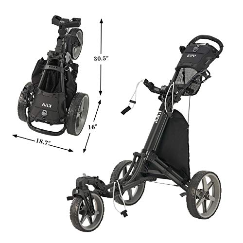 Golf Push Cart with 360 Rotating Front Wheel - Black/Charcoal
