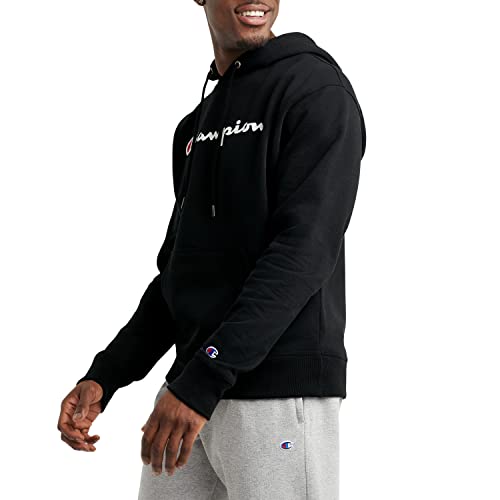 Champion Men's Black Pullover Hoodie Small Classic Script Logo
