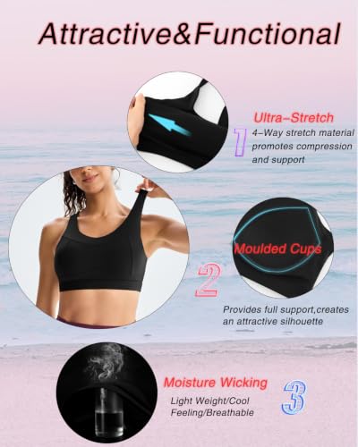 High Impact Sports Bra for Women - Racerback Workout Crop Tank