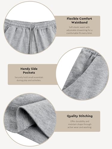 Girls Sweat Shorts with Pockets - Gray, 13-14 Years