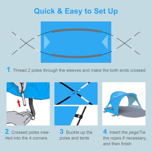 Beach Tent Sun Shelter with UPF50+ UV Protection - Skyblue, 3 Person