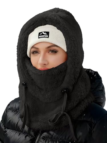 CAZYTOYZ Black Wind-Resistant Winter Ski Mask for Men & Women Fleece Face Cover