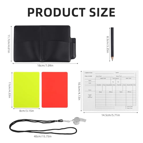 Gosknor Soccer Referee Kit with Yellow & Red Cards – Includes Whistle, Score Sheets & Accessories (Variation: 1 / Soccer Referee Kit and Whistle)