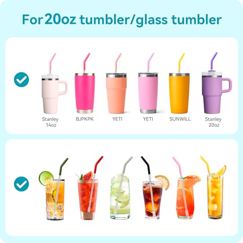20 oz Straight Metal Straws with Silicone Tips - 6 Color Options