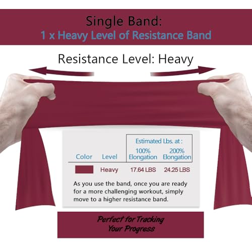 Professional Exercise Resistance Band - 6 Ft Flat Band - Heavy - Purple